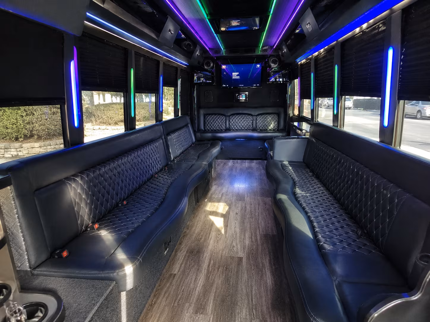 shelby township 15 passenger party bus interior