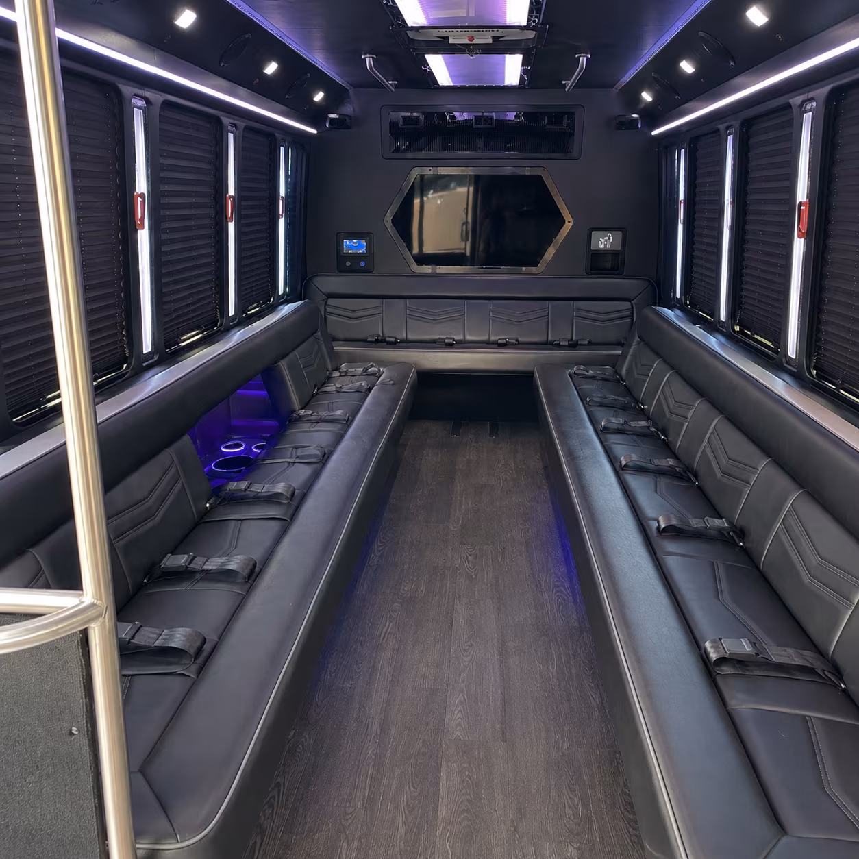 shelby township 18 passenger party bus interior