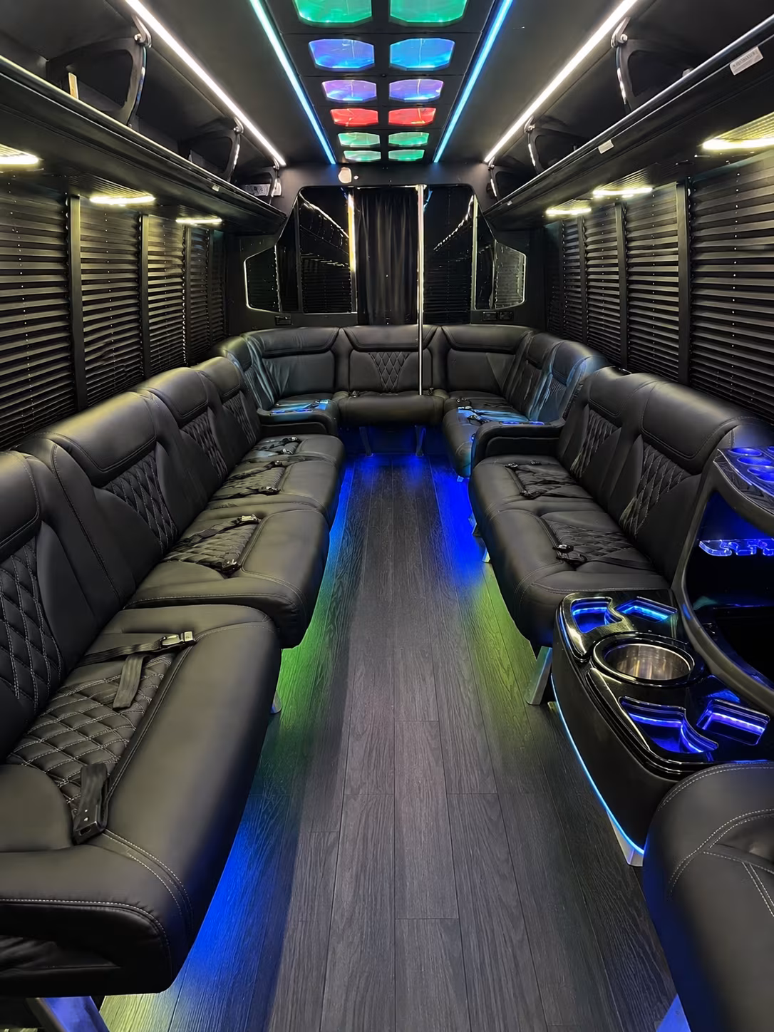 shelby township 20 passenger party bus interior
