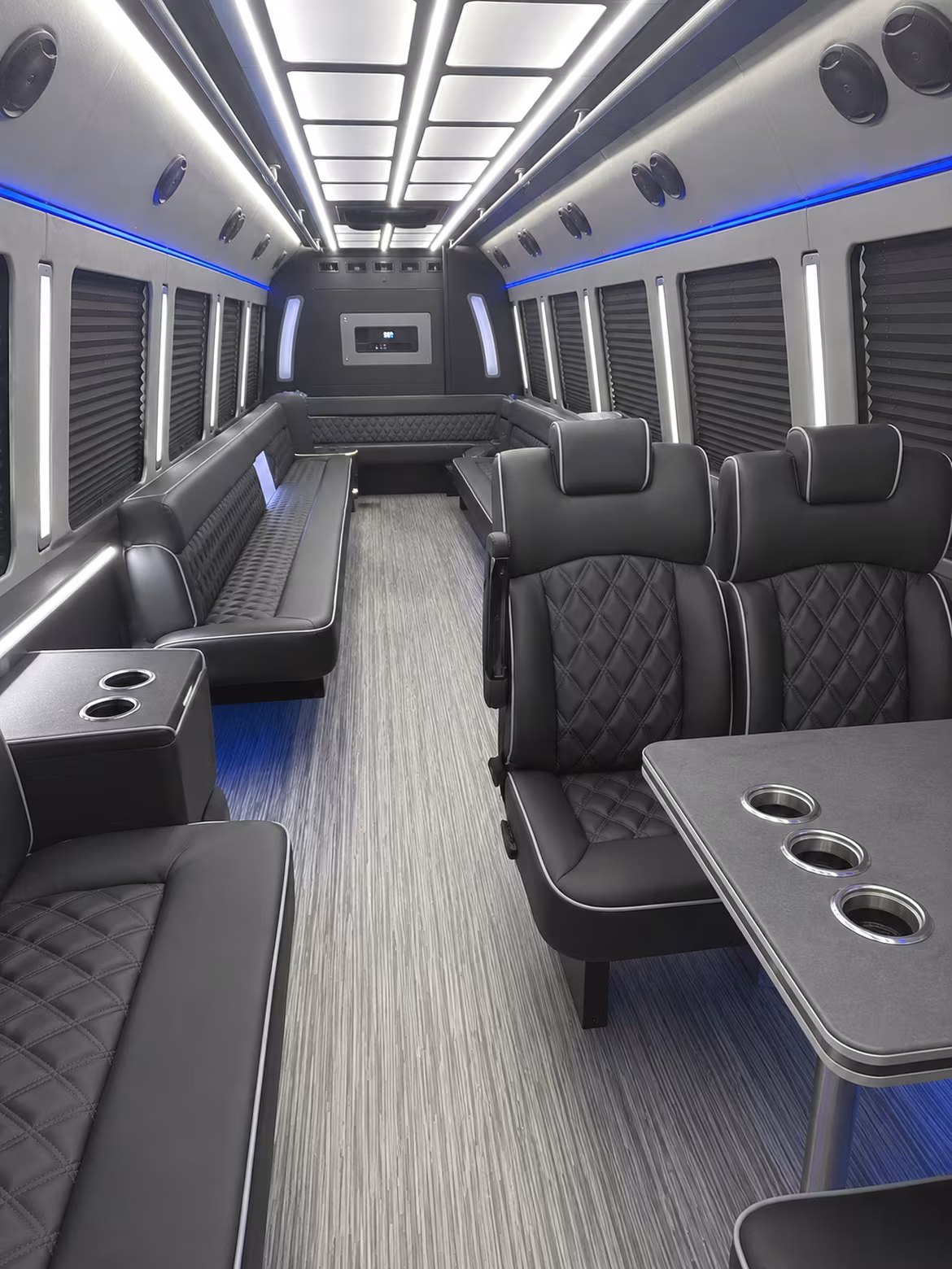 shelby township 25 passenger party bus inside