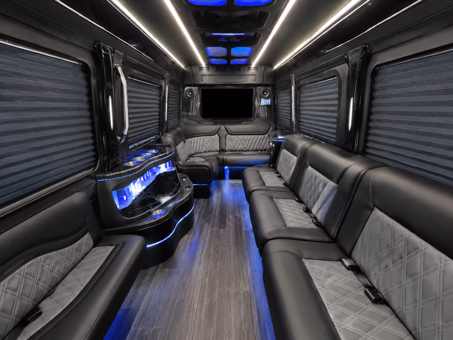 shelby township 30 passenger party bus interior
