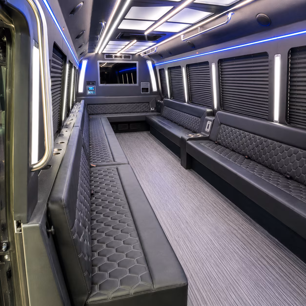 shelby township 40 passenger party bus interior