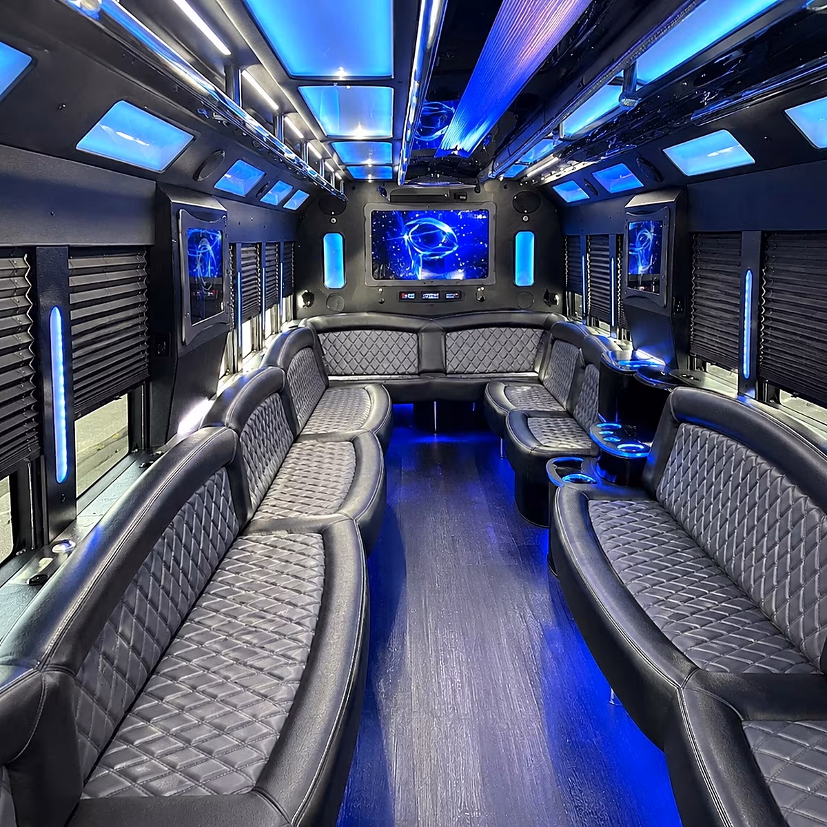 shelby township 50 passenger party bus interior