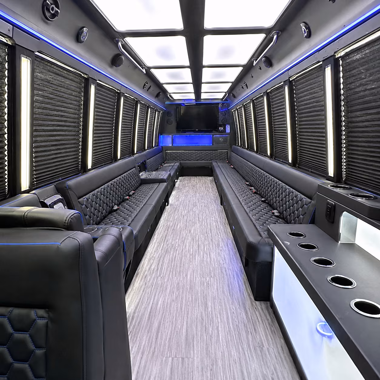 shelby township party bus rental interior